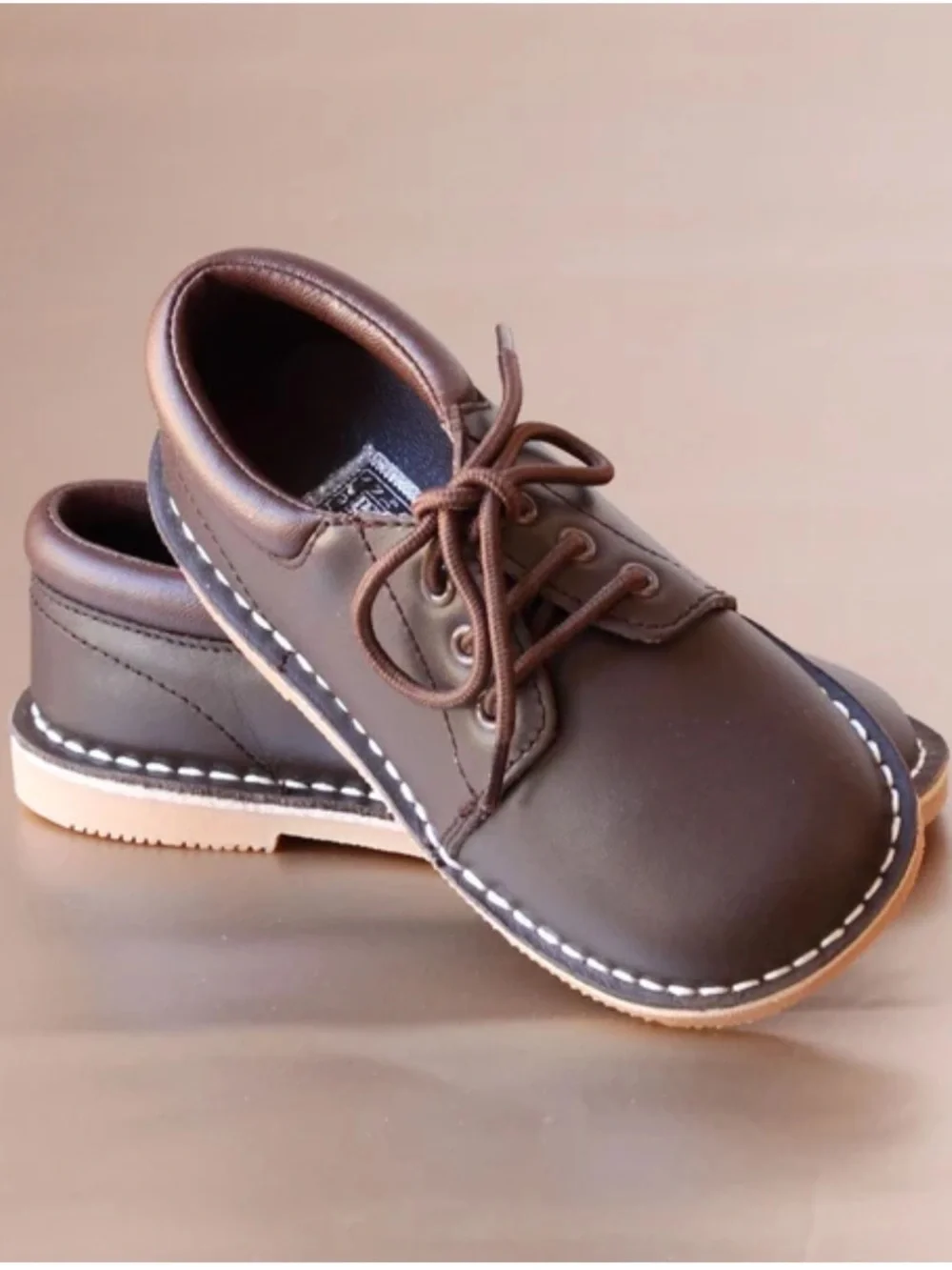 L'Amour | Brown Leather Lace-Up Shoes | 8
